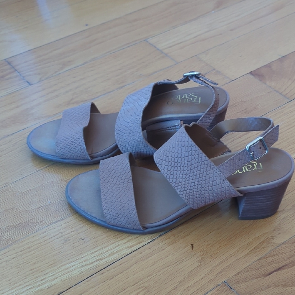 Franco Sarto Brown Textured Heeled Sandals